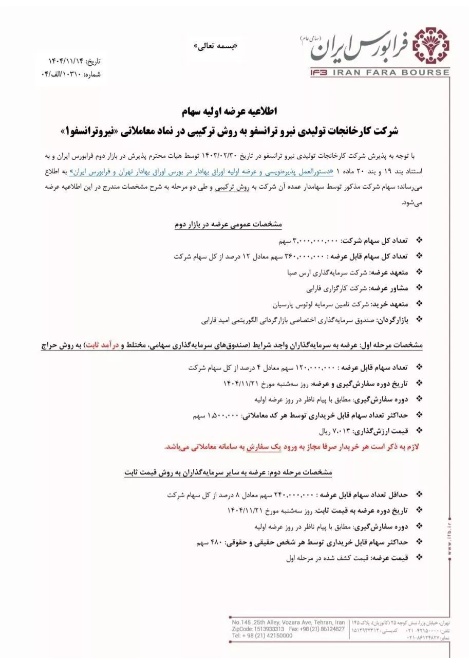 تحلیل بنیادی نیرو ترانسفو