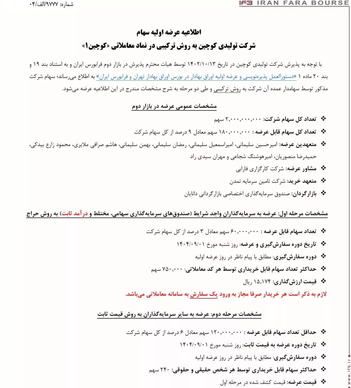 تحلیل بنیادی کوچین